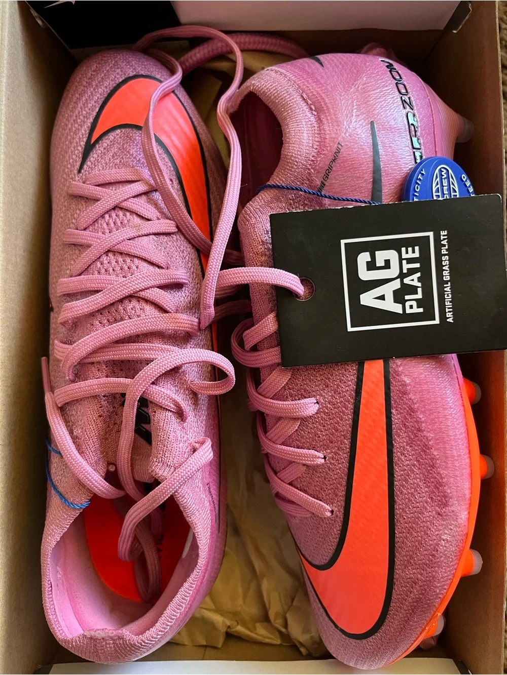 Kids Nike Purple and Orange Soccer Cleats with Orange Accents